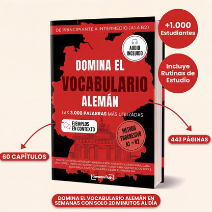 Domina el Vocabulario Alemán A1-B2: Más de 3.000 Palabras con Ejemplos y Audio
